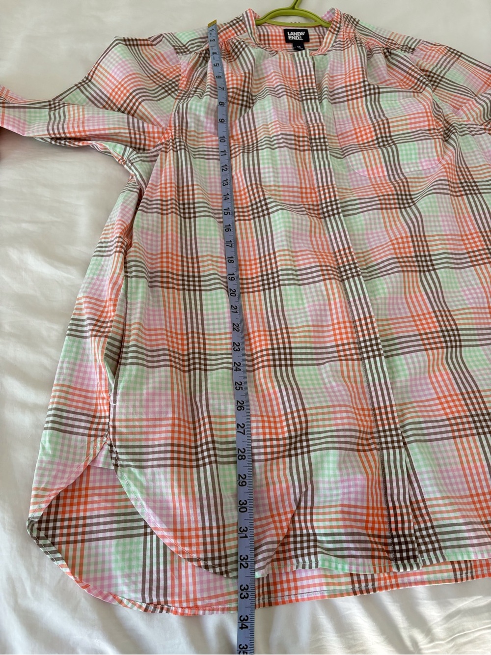 Lands' End Pink Plaid Tunic Preppy Cotton Shirt - Picture 7 of 10